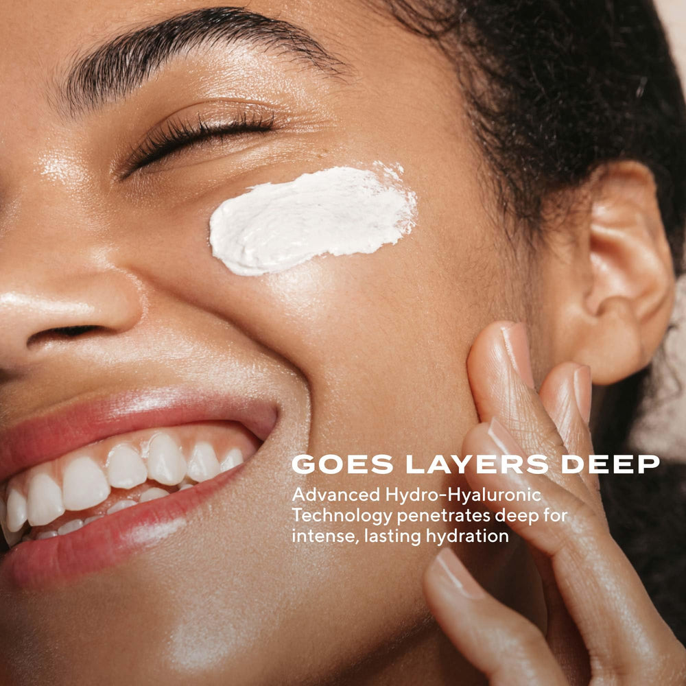 Murad Restorative Hydro-Hyaluronic Face Cream jar closeup shows rich cream texture.