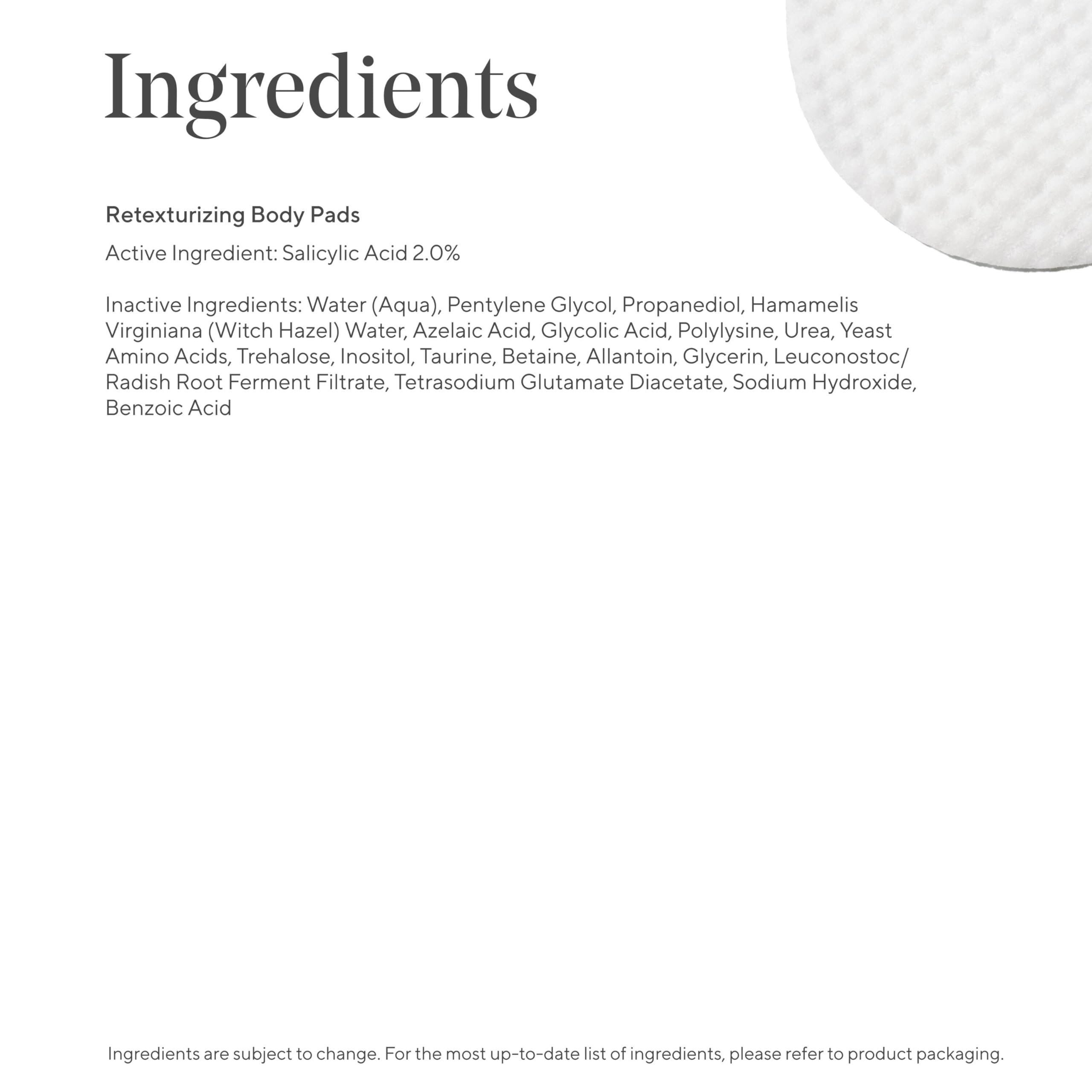 Murad Retexturizing Body Pads textured skin example suggests improvement in rough patches