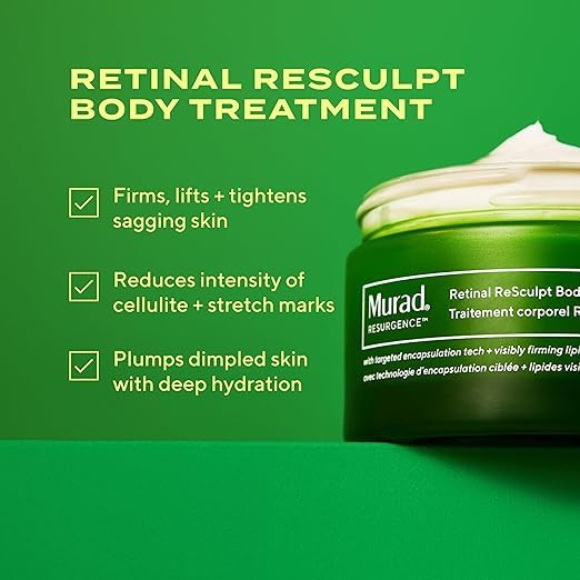 Murad Retinal ReSculpt cream swirl on skin demonstrates silky texture and quick absorption.