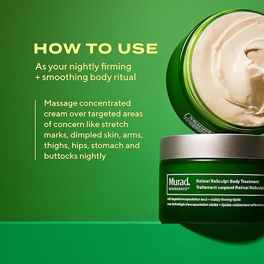 Murad Retinal ReSculpt embossed jar closeup signals premium formulation.