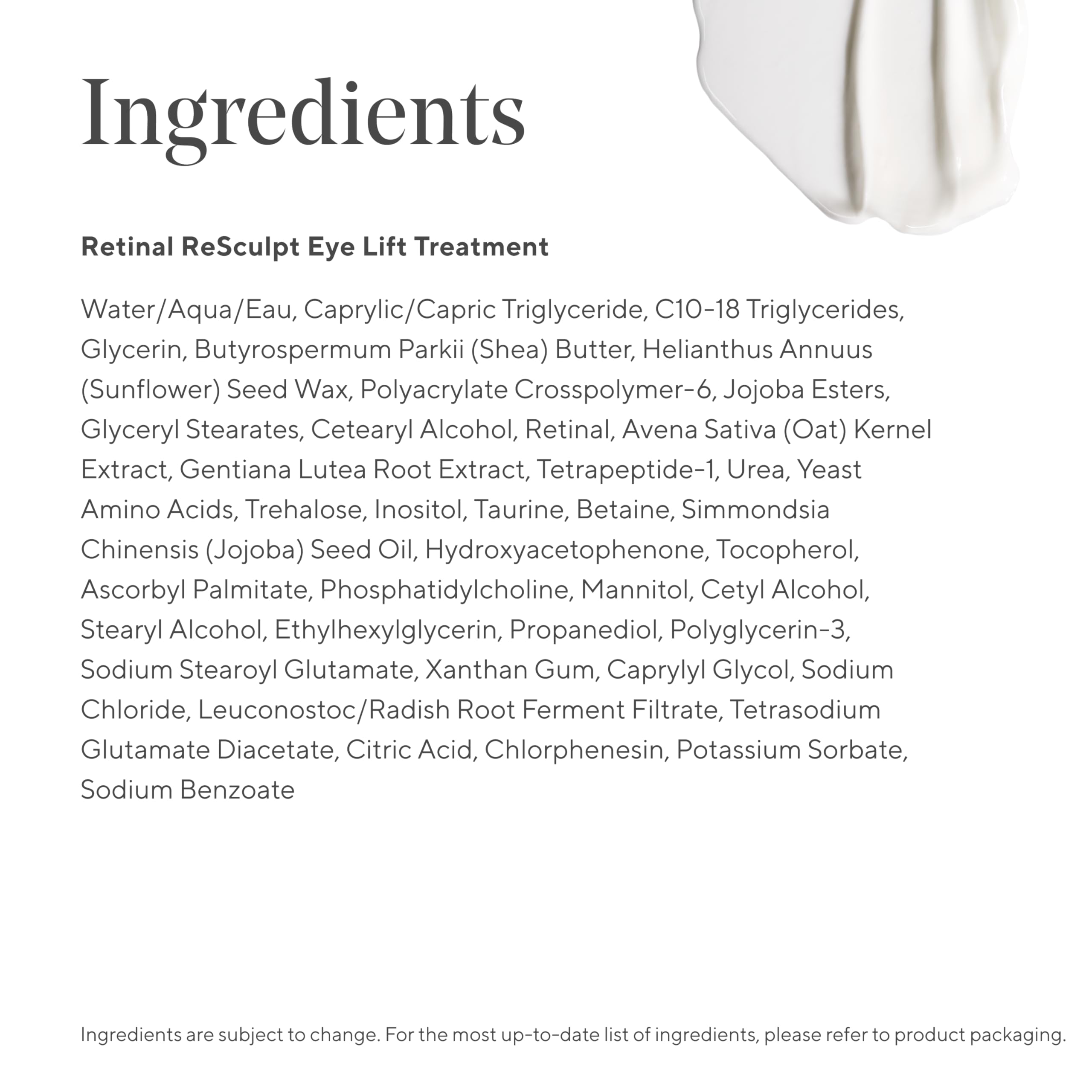 Murad Retinal ReSculpt Eye Lift Treatment cream jar displays nourishing formula for all skin types.