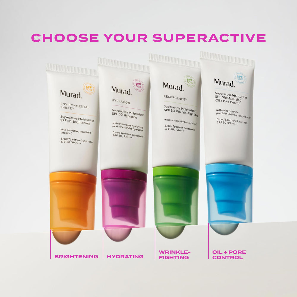 Murad SPF 50 sun protection graphic reinforces daily exterior shield.