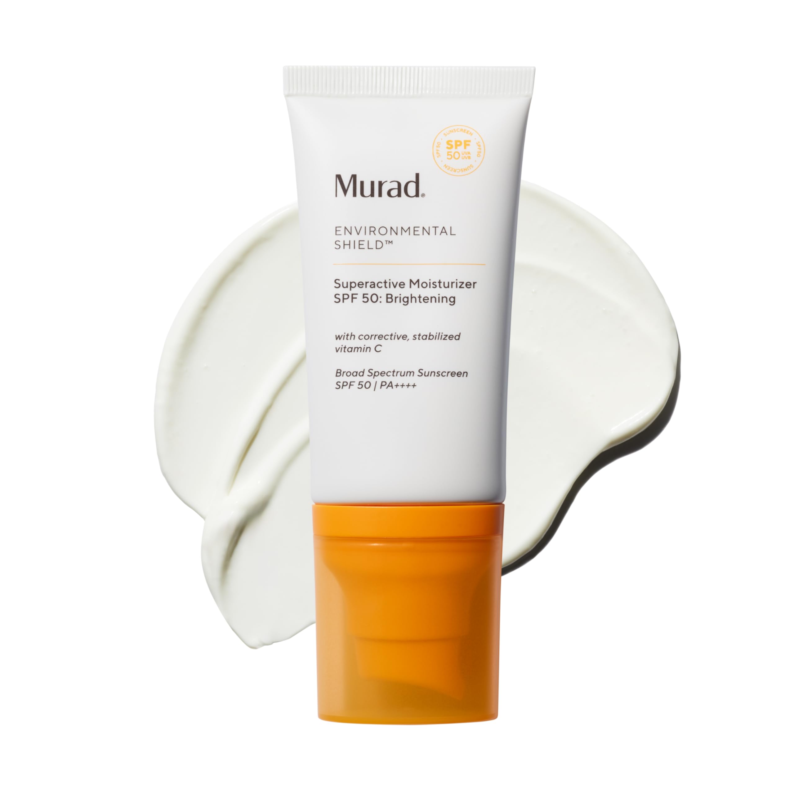 Murad Superactive brightening moisturizer SPF 50 bottle front for everyday hydration and glow.