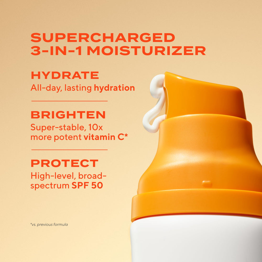 Murad brightening moisturizer SPF 50 texture closeup highlighting sheer finish.