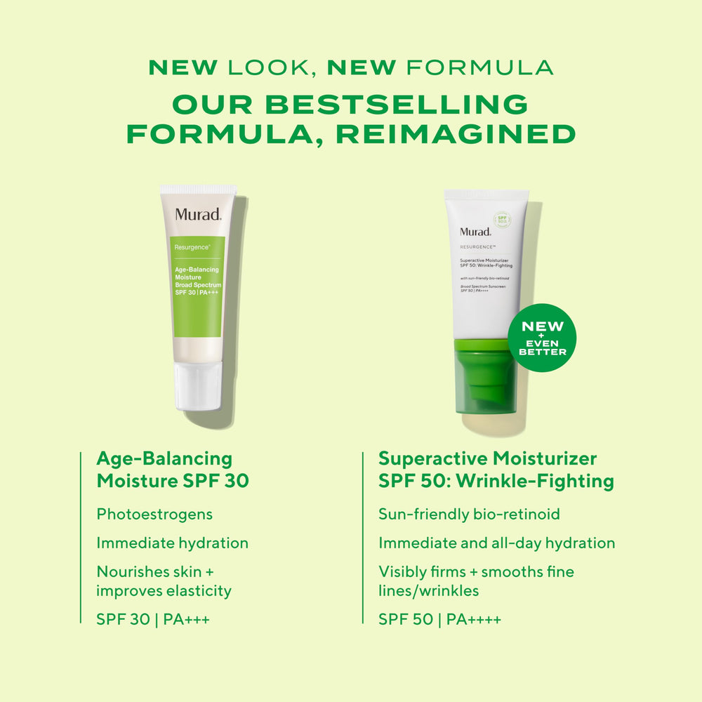 Murad Superactive sunscreen image highlights no white cast under makeup