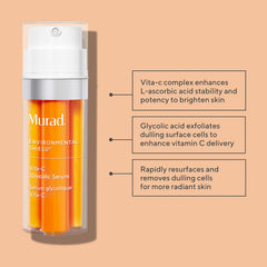 Murad Vita-C Glycolic Serum packaging shows travel-friendly size for on-the-go brightening.
