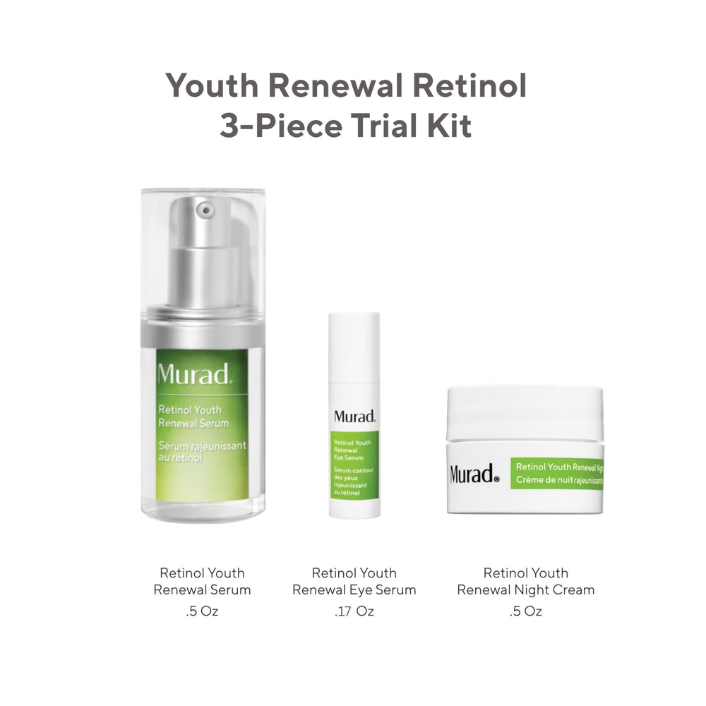 Murad Youth Renewal Serum trial bottle highlights daily anti-aging skincare benefits