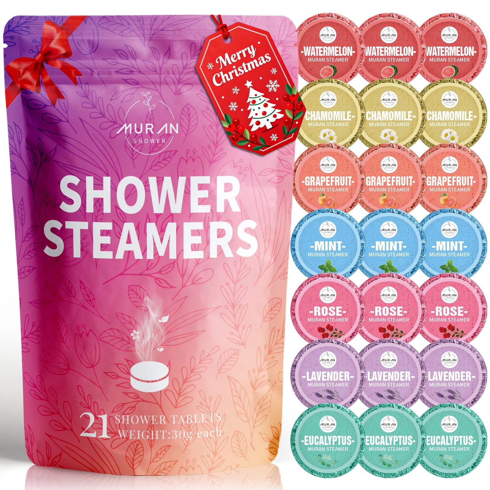 MURAN SHOWER steamers packaging gift-ready, ideal for gifting self-care.