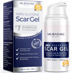 MURASAKI BEAUTY front tube view showing clear silicone gel and portable size benefit