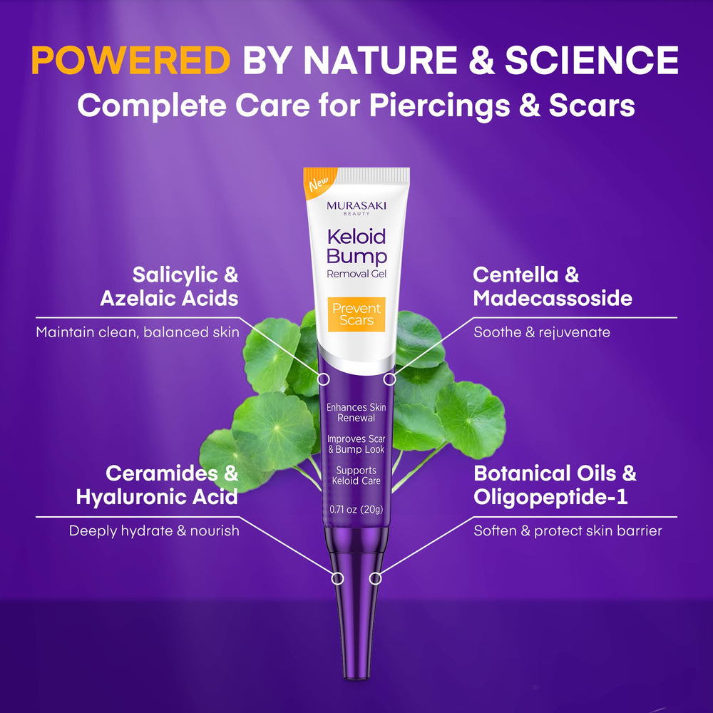 MURASAKI BEAUTY Keloid Bump Gel hydrates skin to improve scar texture.