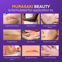 MURASAKI BEAUTY silicone scar gel application close-up shows smooth texture.