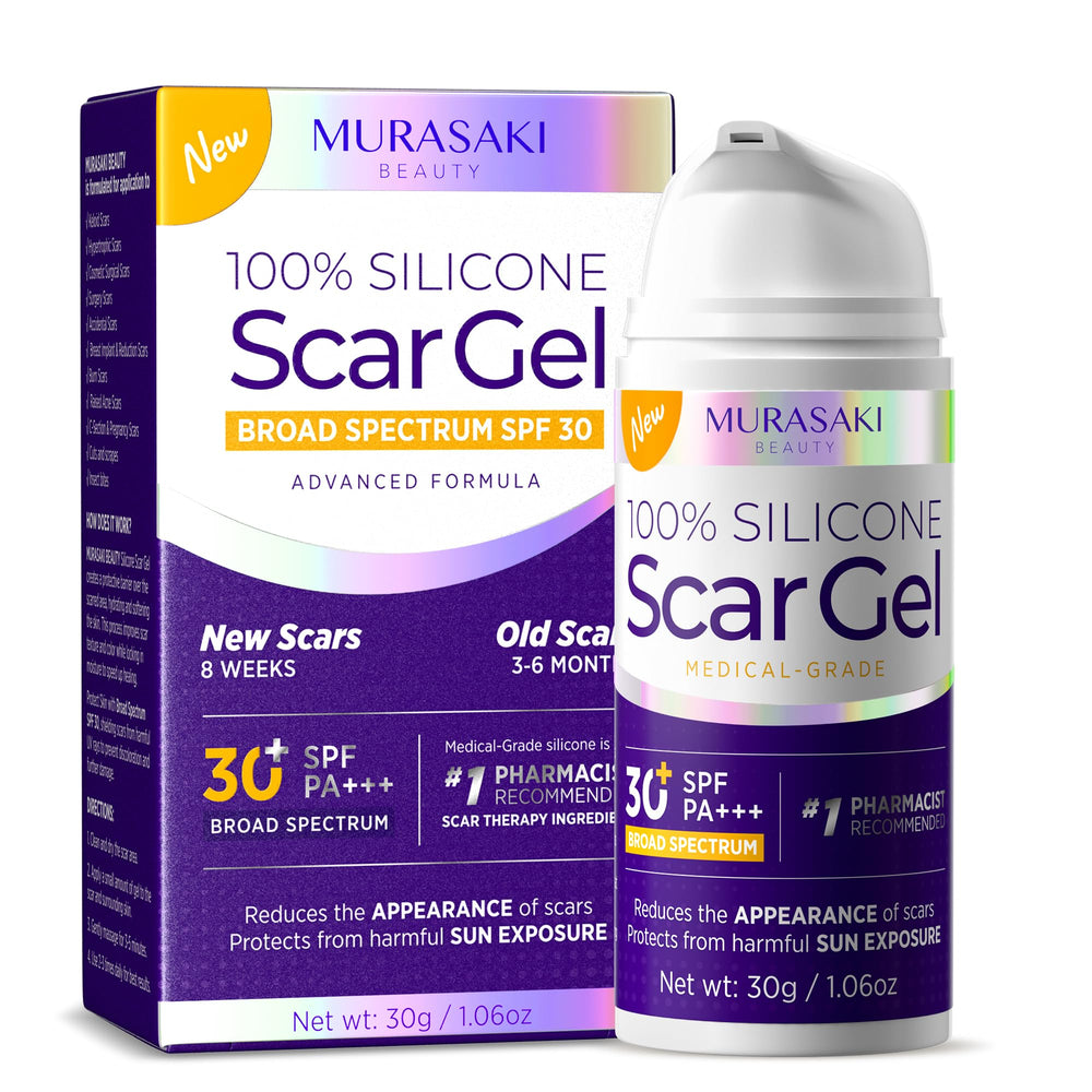 MURASAKI BEAUTY silicone scar gel packaging highlights professional-grade scar care.