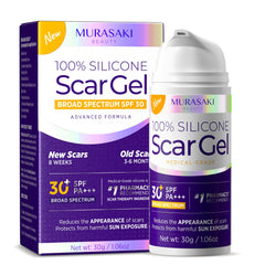 MURASAKI BEAUTY silicone scar gel packaging highlights professional-grade scar care.