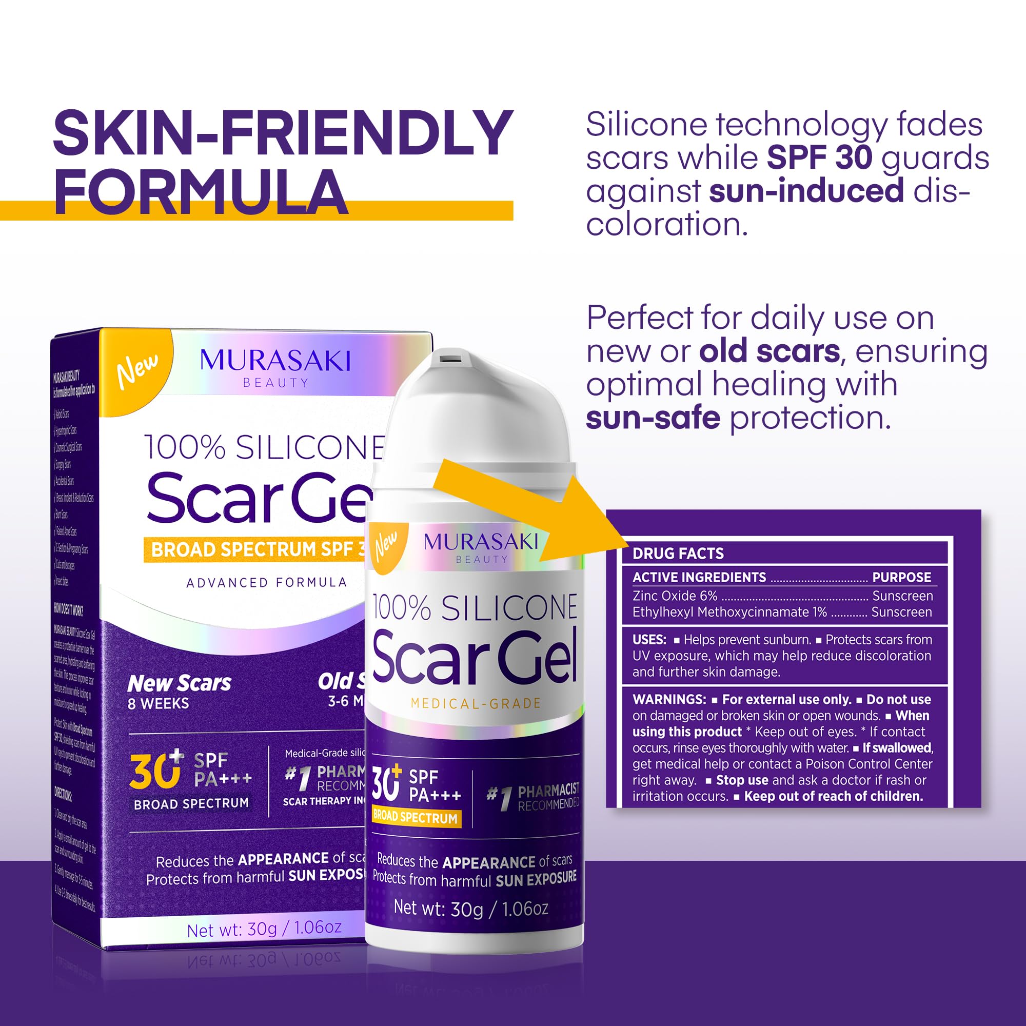MURASAKI BEAUTY silicone scar gel on scar tissue during application.
