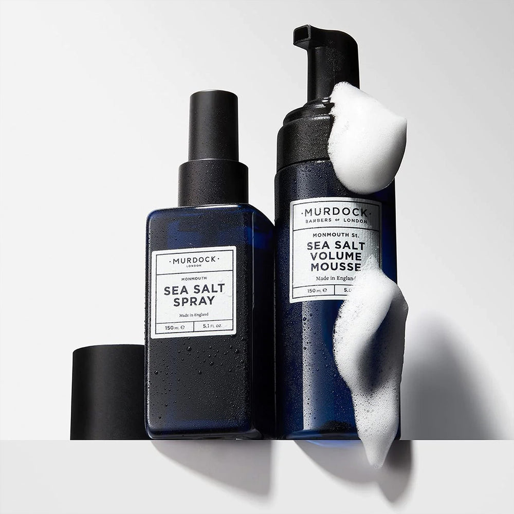 Murdock London Sea Salt Volume Mousse on damp hair ready for blow-dry to boost fullness.