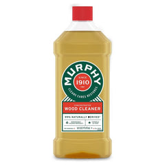 Murphy Oil Original Formula oil soap liquid pour demonstrates easy wood cleaning application.