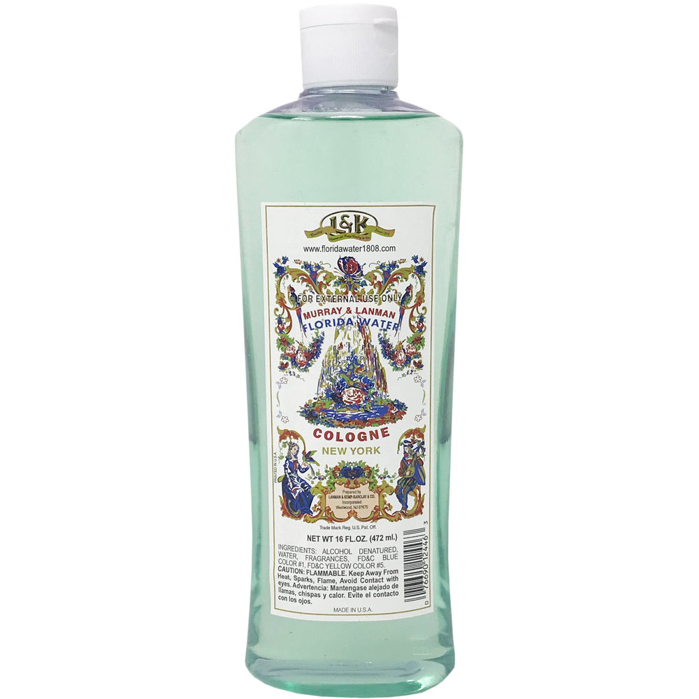 Murray & Lanman Florida Water packaging shown, easy-to-store for home or travel use.