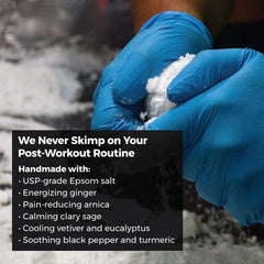 Muscle Rehab Arnica Montana bath bomb close-up for soothing soreness