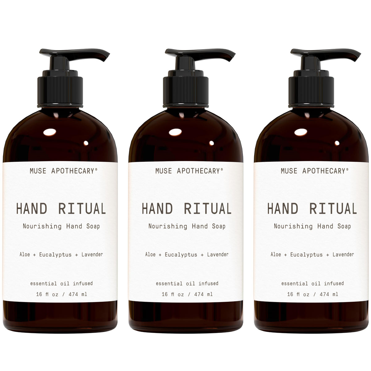 Muse Apothecary Hand Ritual bottle showing the aromatic cleansing formula