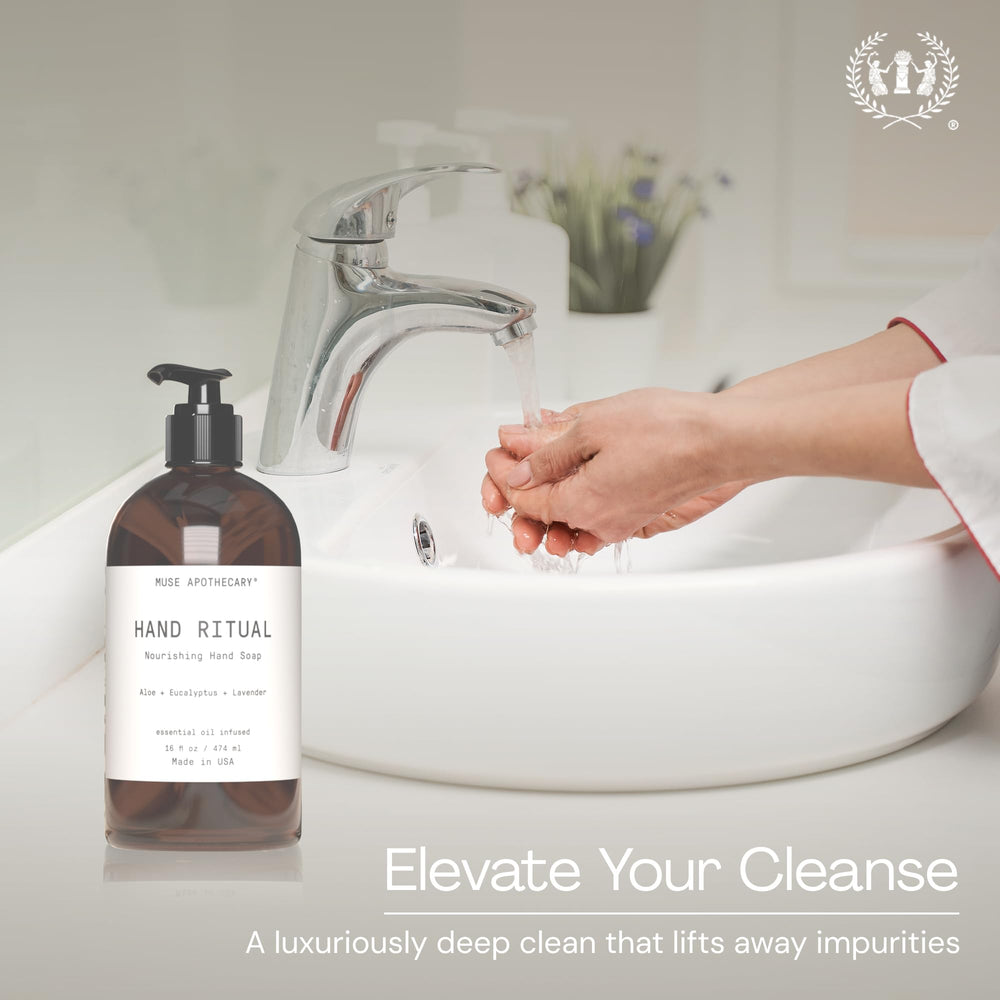 Muse Apothecary Hand Ritual foaming-lather close-up showing rich, gentle cleansing