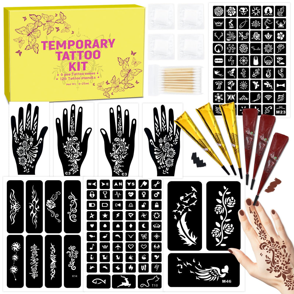 MuseLuxe 126pcs tattoo stencil kit cover for DIY body art setup and inspiration.