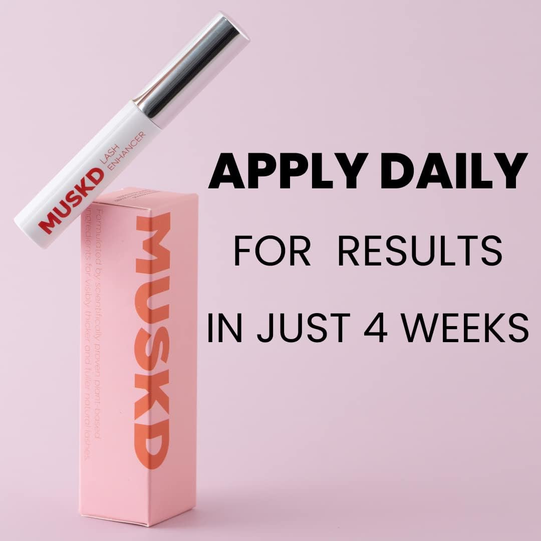 MUSKD packaging showcases vegan, cruelty-free eyelash serum for daily care.