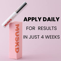 MUSKD packaging showcases vegan, cruelty-free eyelash serum for daily care.