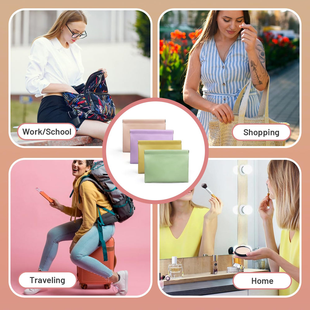 Muswelf mini makeup bag green pocket demonstrates easy purse organization on the go