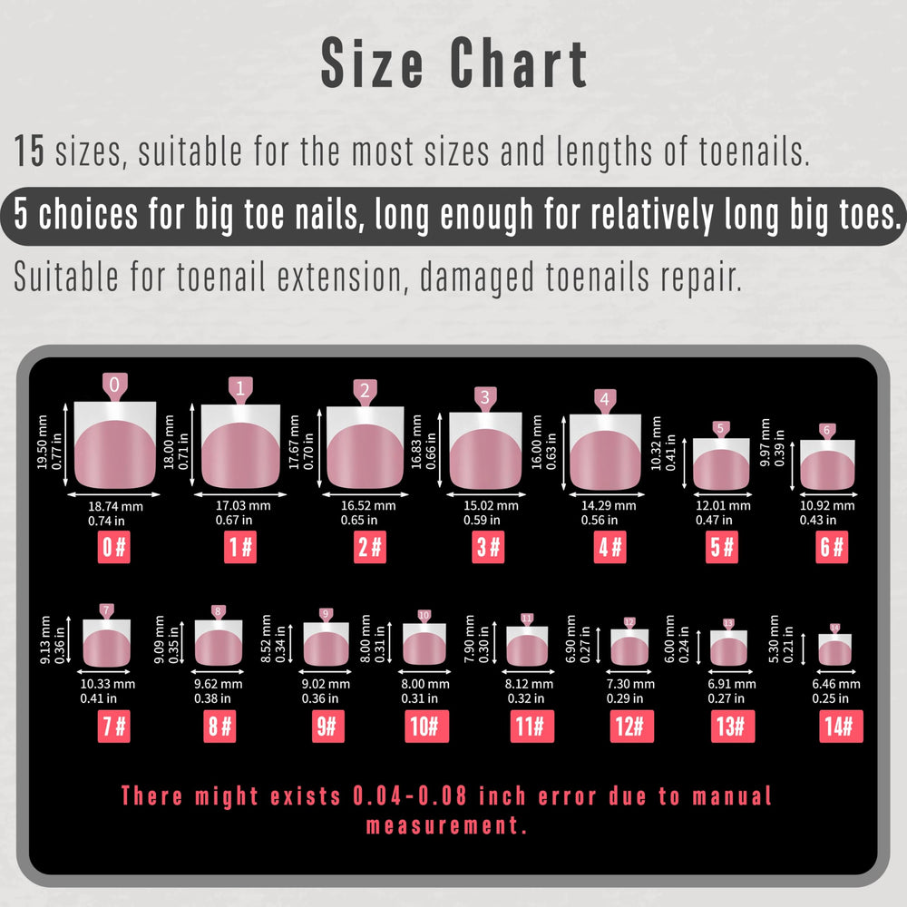 MUTIOVO includes 15 sizes with big-toe options for most feet.