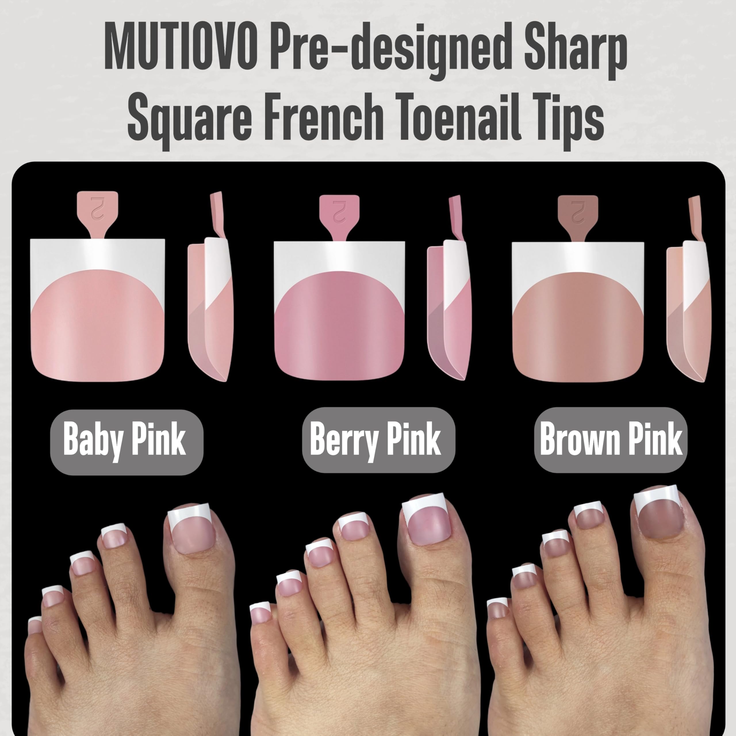 MUTIOVO full-cover toenails support gel polish, acrylic, and fashion-ready pedicures.
