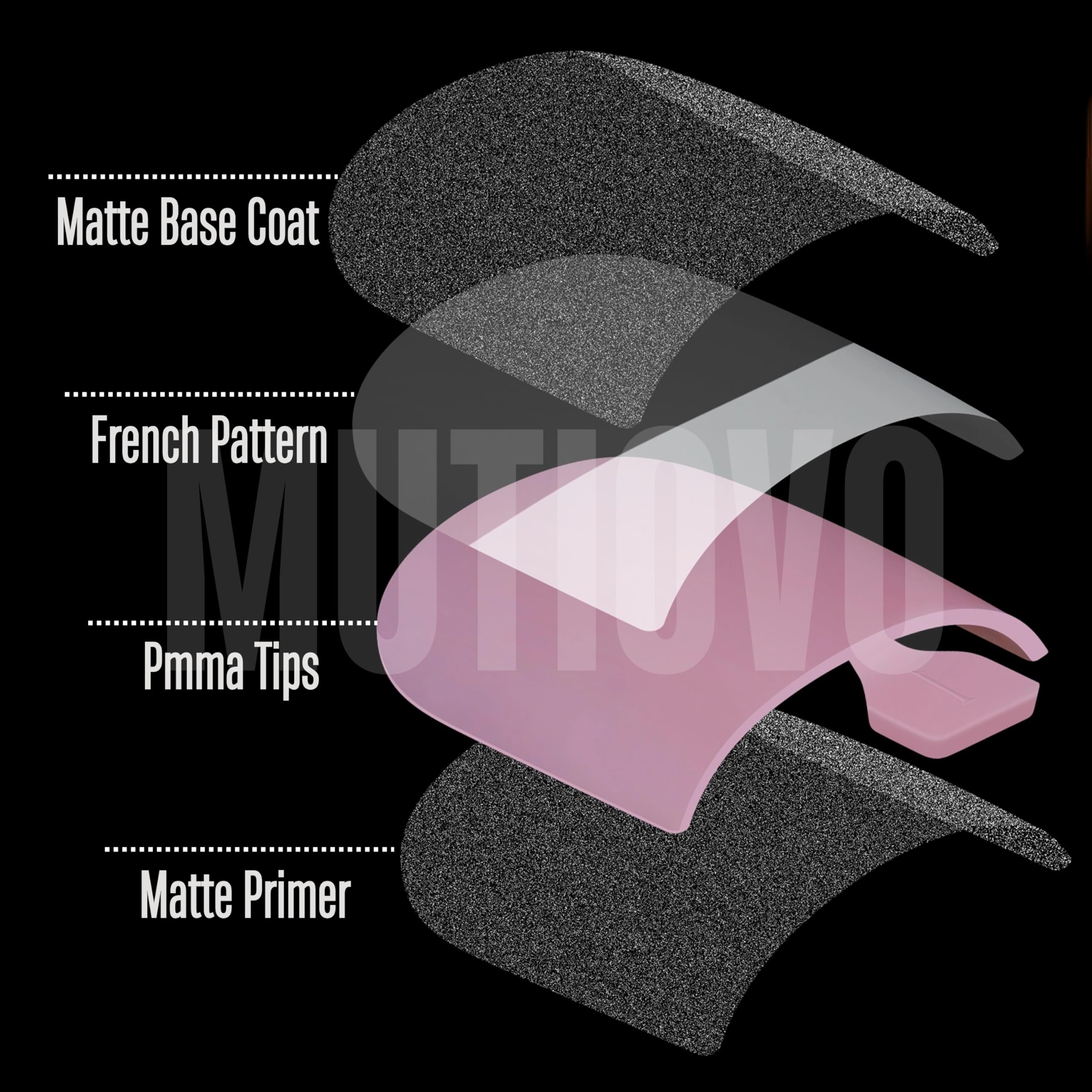 MUTIOVO matte surface enables easy nail art with rhinestones and stickers.