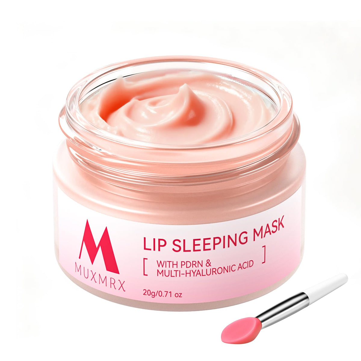 Muxmrx PDRN lip mask jar shows overnight lip repair and hydration.