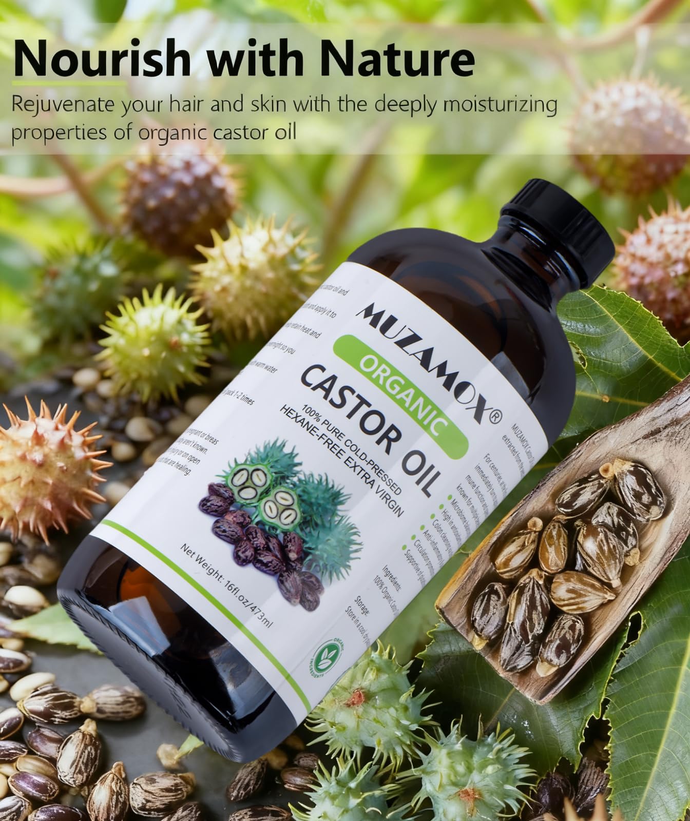 MUZAMOX eyelash care castor oil application for potential lash conditioning.
