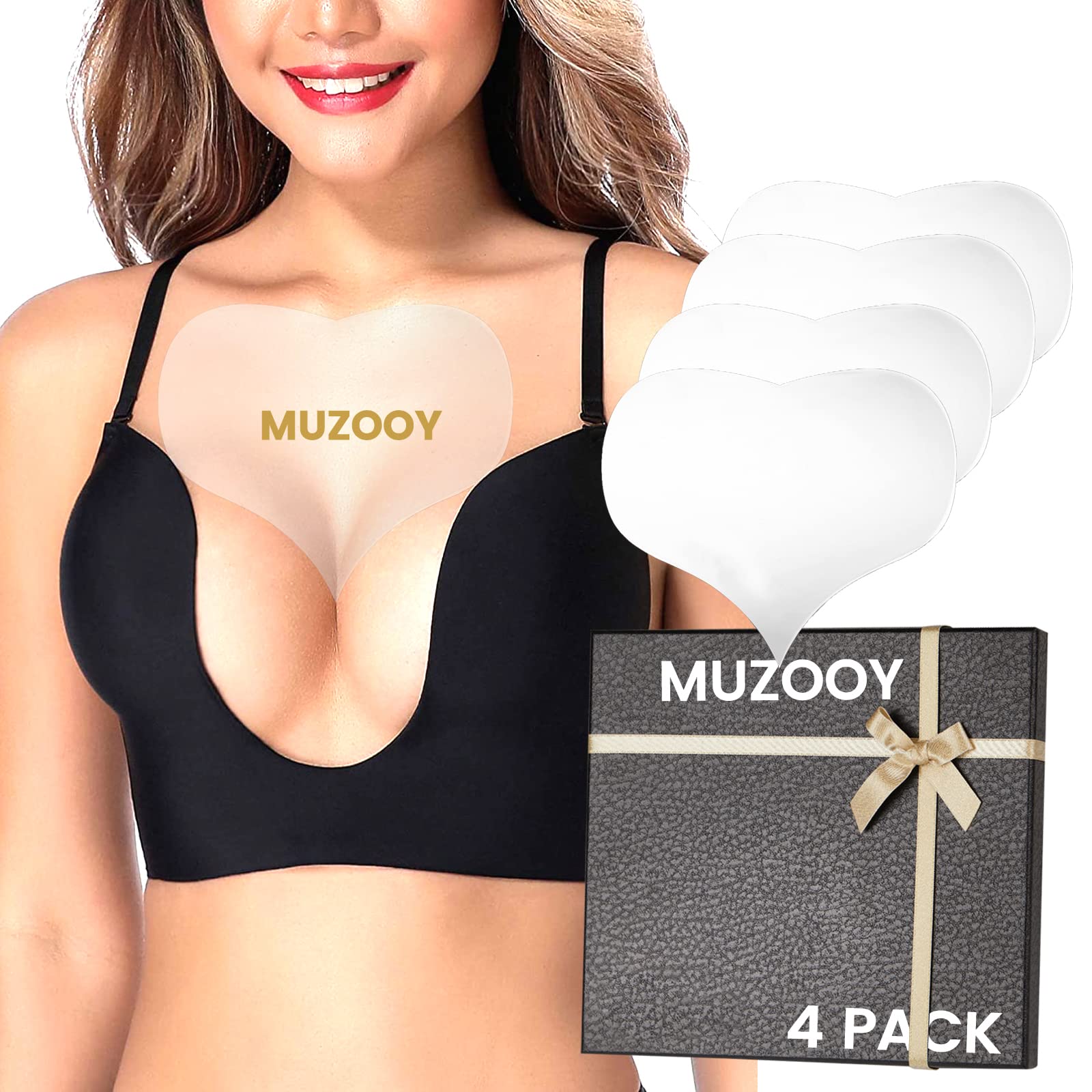 Muzooy 4-pack chest wrinkle pads in packaging for easy overnight care.