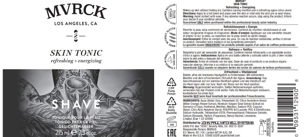 MVRCK Skin Tonic dispenser action showing even spray for post-shave refresh