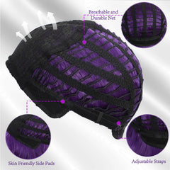 Peluca ondulada para cosplay morada oscura