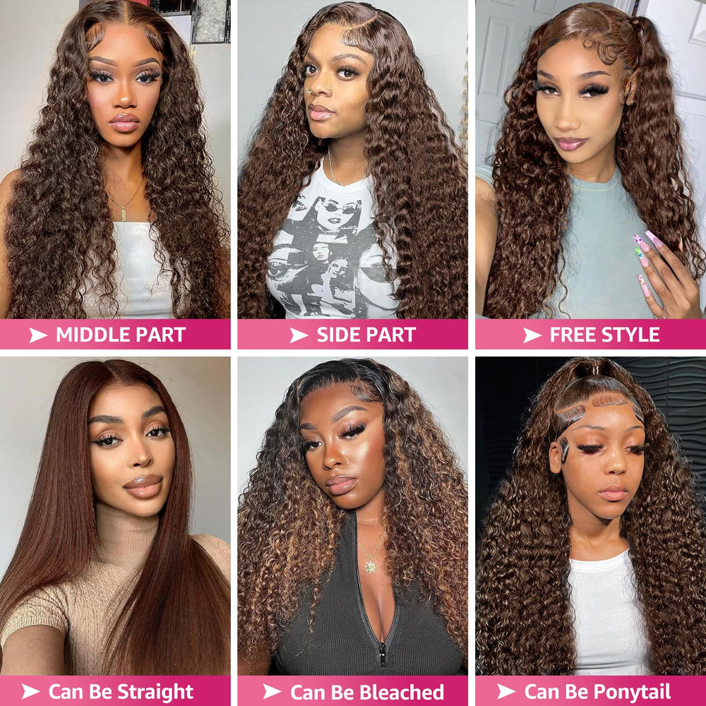 MXTQO versatile chocolate brown deep wave wig for weddings and parties