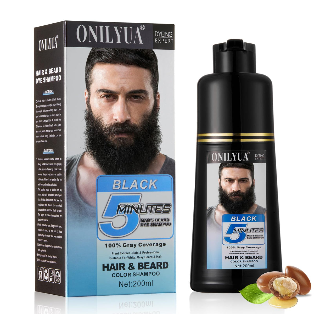 Mxvbaty men's beard dye shampoo bottle front for quick color