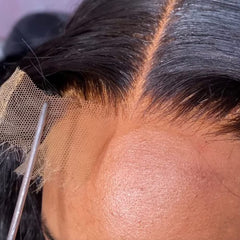 MY SHINY WIGS skinlike HD lace closure 5x5 closeup shows seamless blend with skin tone