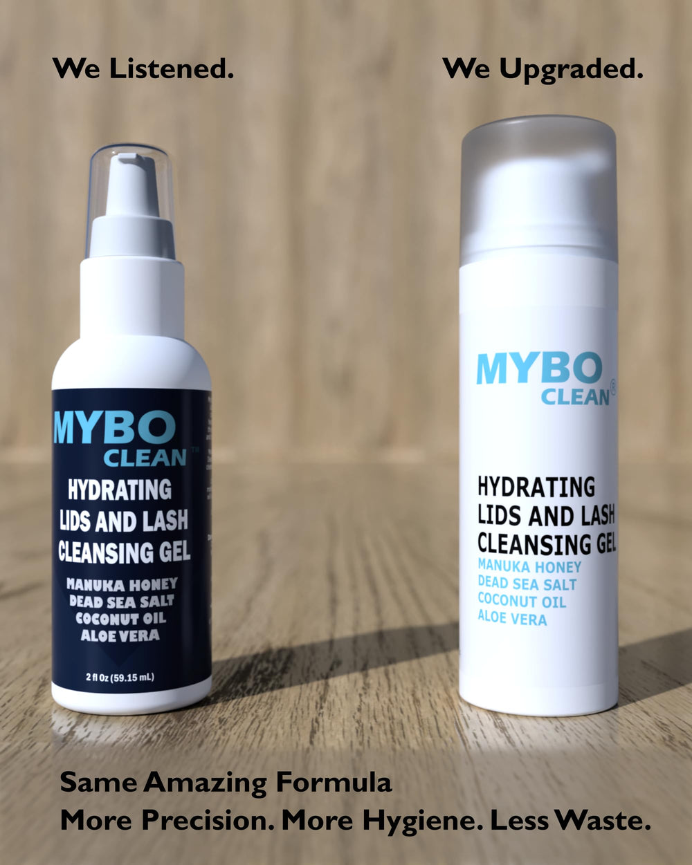 Myboclean aloe vera gel drop emphasizes soothing hydration for eyelids.