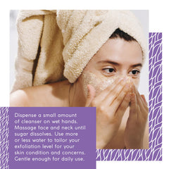 Applying MyCHELLE Refining Sugar Cleanser on wet skin for customizable exfoliation