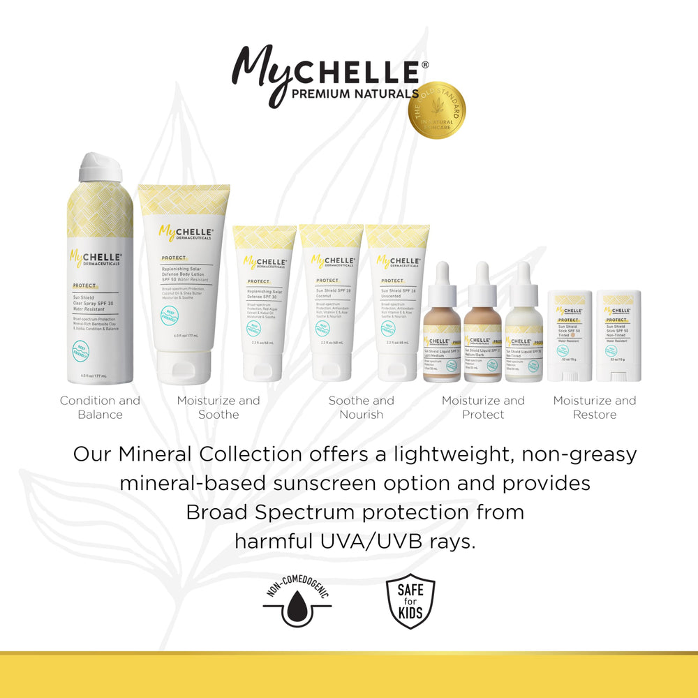 MyChelle Sun Shield Liquid SPF 30 reef-safe symbol emphasizes coral reef friendly protection