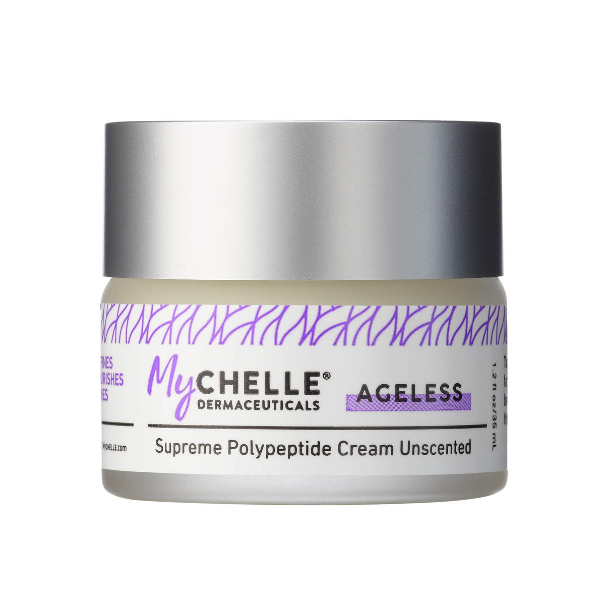 MyChelle Supreme Polypeptide Cream unscented jar showing rich texture for lifting appearance