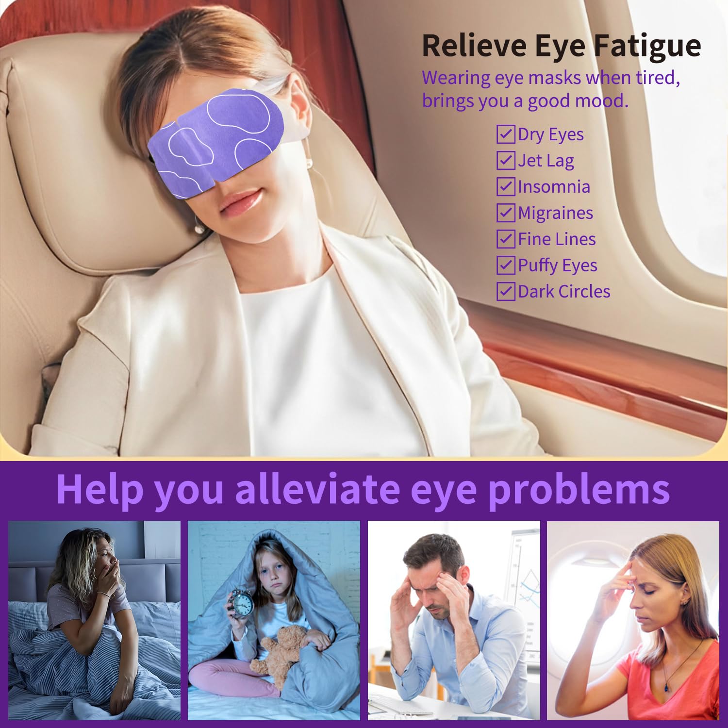 MYEBONG self-heating eye mask in use provides warm relief for tired eyes.