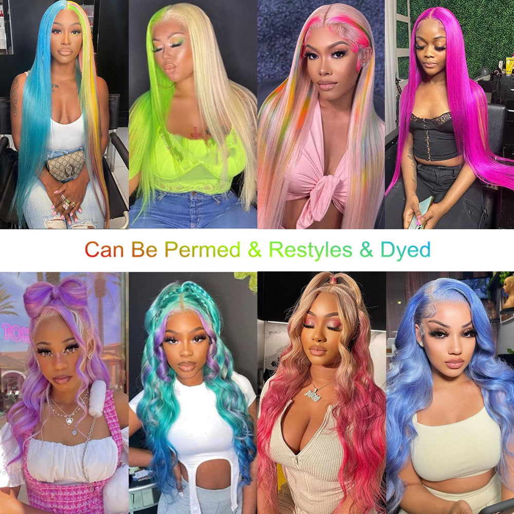 Myecool 30in 613 lace-front wig dyed-ready for vibrant color customization.