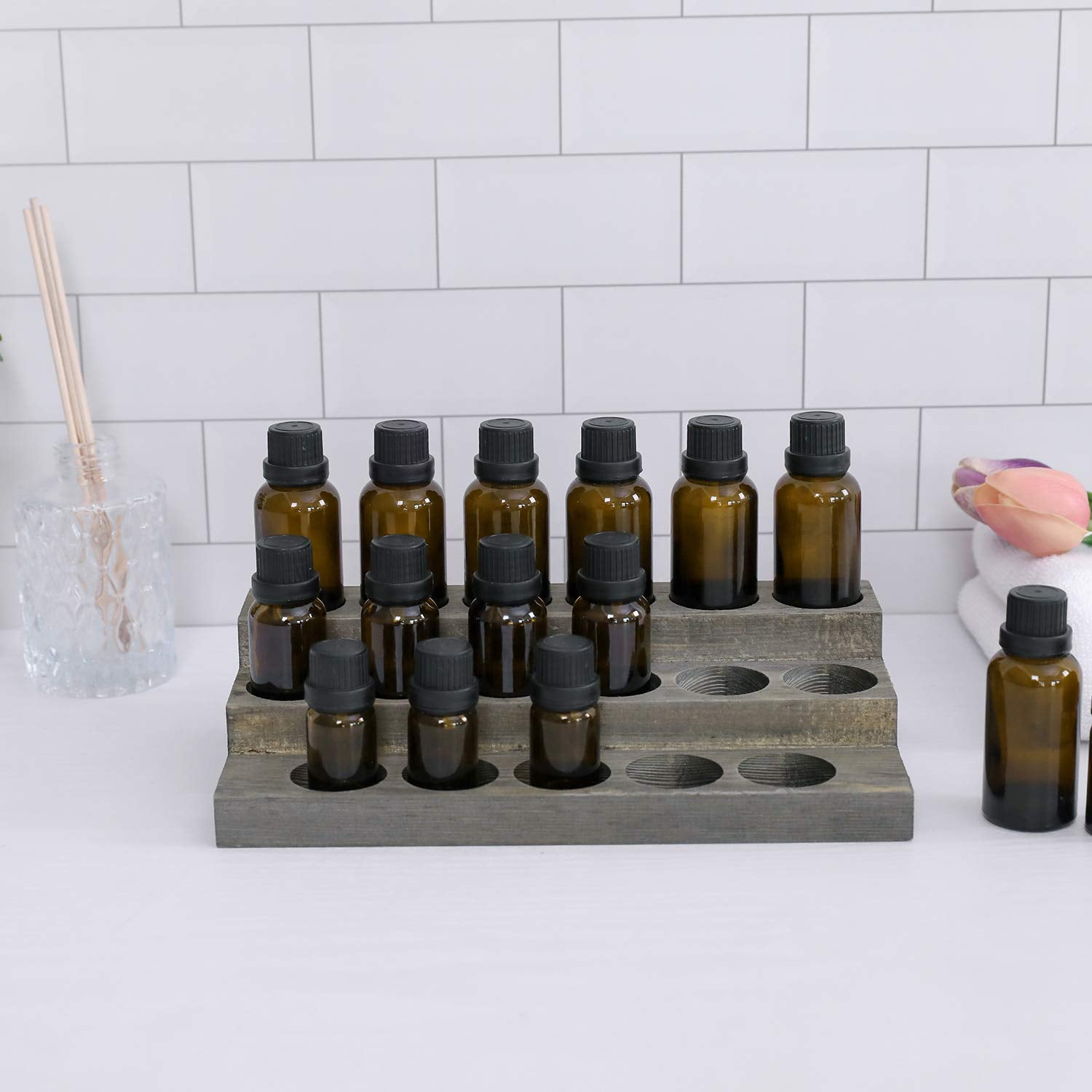 MyGift rustic wood texture detail on storage rack
