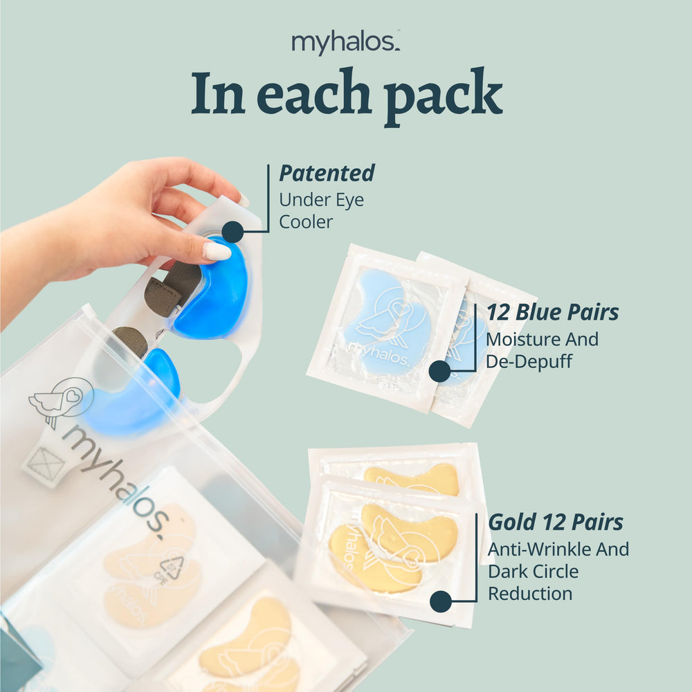 MyHalos anti-slip eye patches stay secure for hands-free wear.