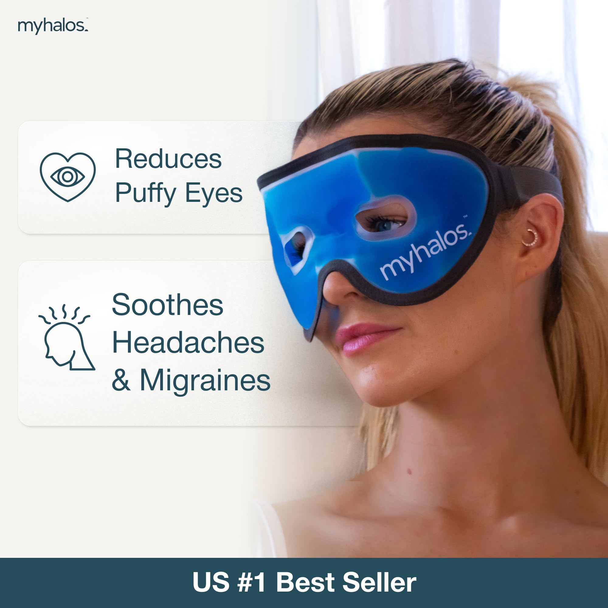 MyHalos Gel Mask adjustable straps shown for secure comfort