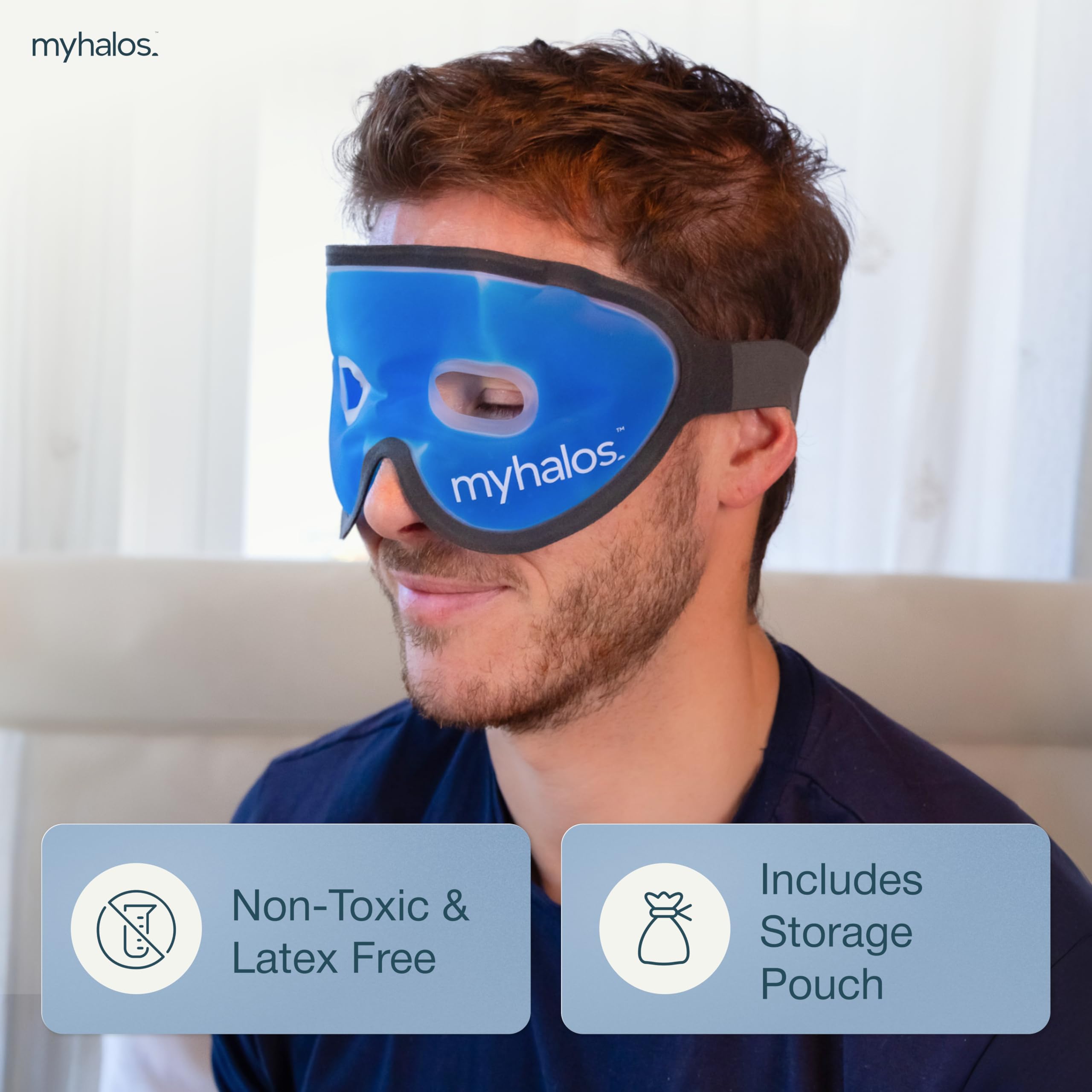 MyHalos Gel Mask with travel case for easy on the go cooling