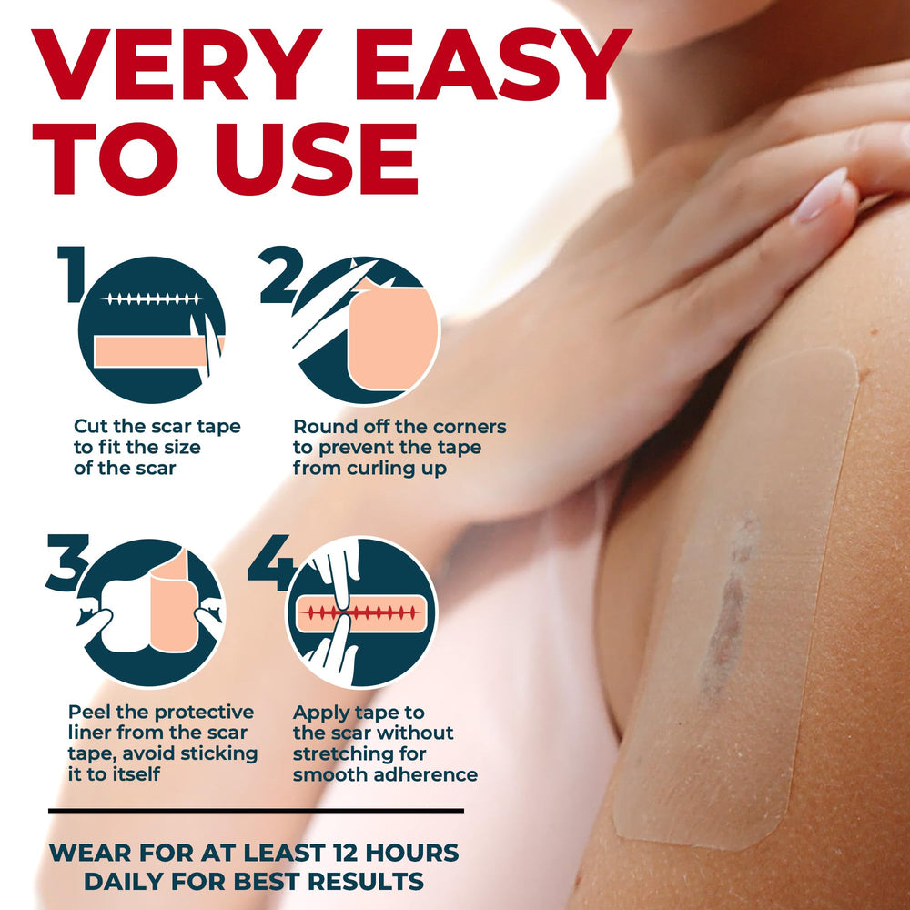MYHELP invisible under clothing scar tape blends with skin for discreet wear.